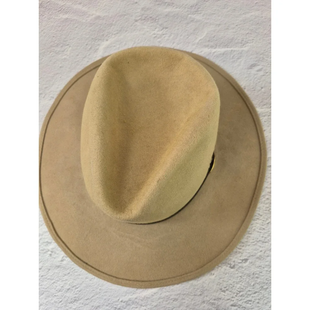John Blair Mens 100% Wool Felt Fedora Hat Leather Band Feather Made in USA Large